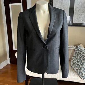 Theory Nevin Wool Blend One-Button Blazer Jacket Gray